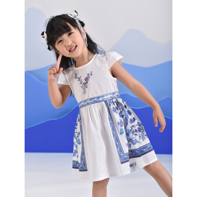 [一口价19元]铅笔俱乐部童装女童连衣裙短袖2025夏装新款儿童中国风裙子汉服