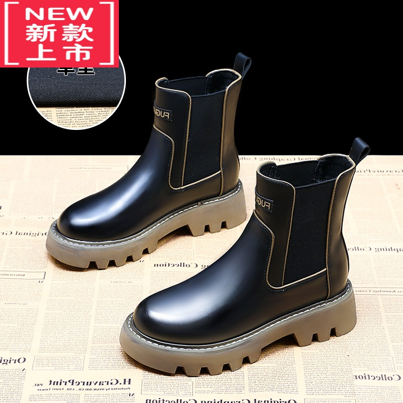 可莉允女童靴子2022秋冬季新款儿童鞋短靴中大童皮靴加绒防滑女孩马丁靴