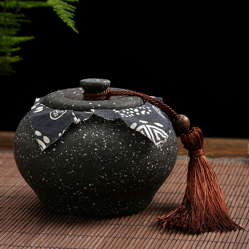 常生源 茶具 茶叶罐陶瓷花茶罐密封储物罐雪花釉