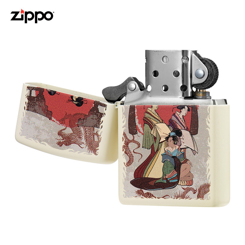 Zippo打火机美国进口之宝防风打火机芝宝白色216-C-000004日式和风