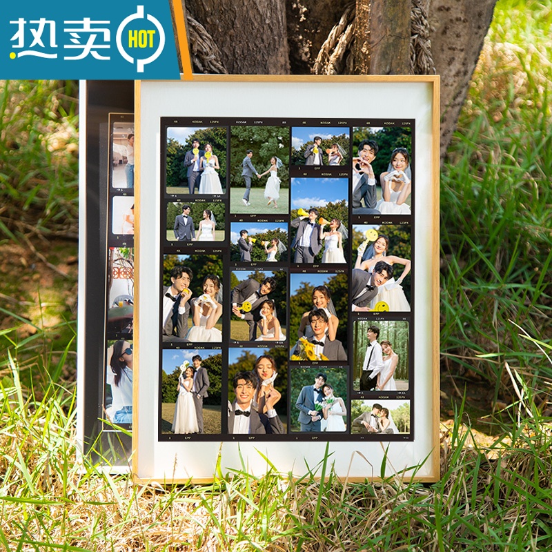 敬平情侣宫格相框diy定制挂墙送闺蜜女朋友家人结婚生日礼物 黑色铝合金 [30*40cm]白色卡纸高清大图