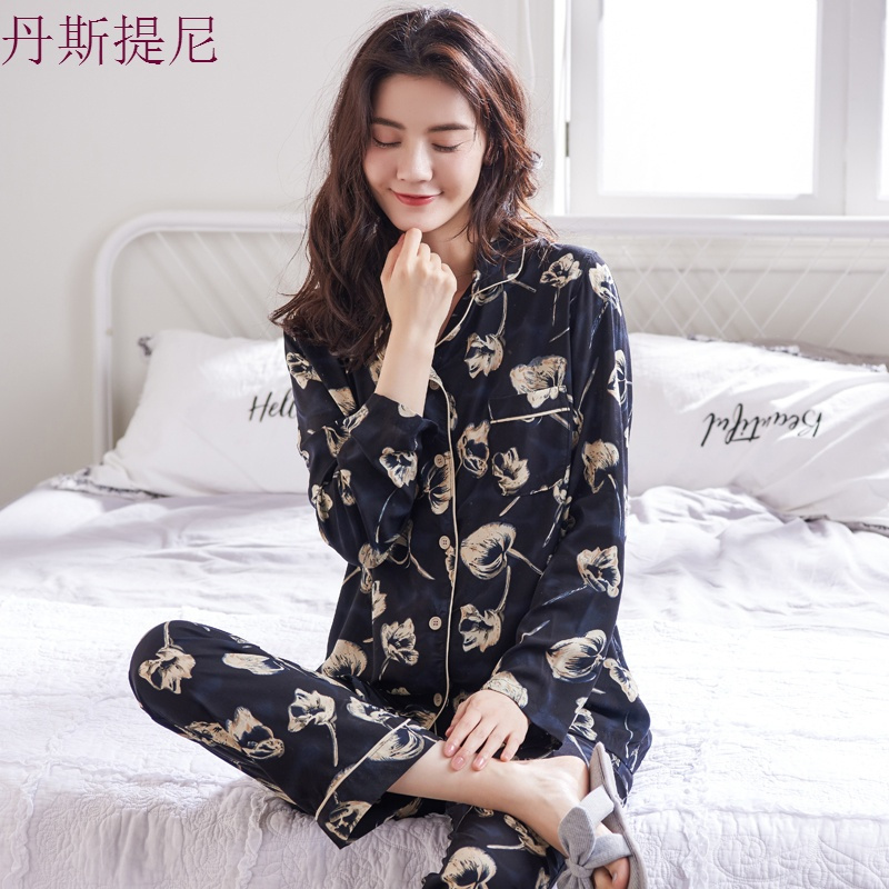 春秋季睡衣女士纯棉长袖开衫全棉加肥加大码中老年妈妈家居服套装