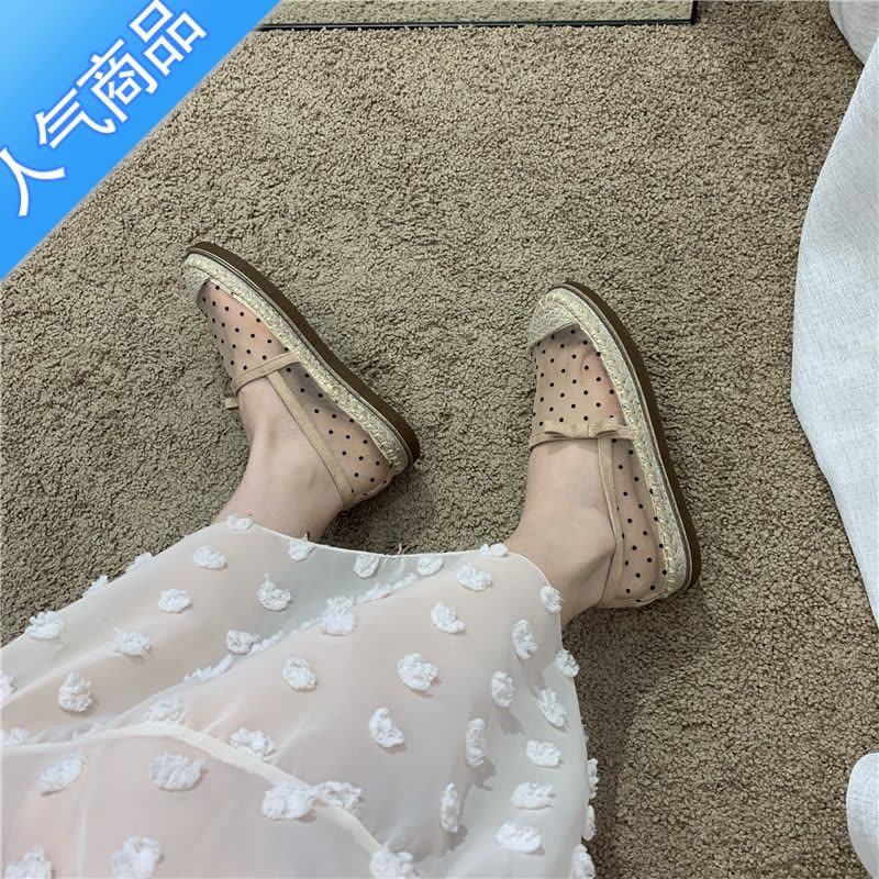 SUNTEK法式仙女风平底鞋单鞋夏款外穿网纱女鞋透气2023新款乐福鞋渔夫鞋图片