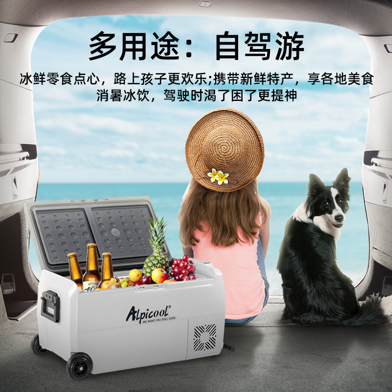 冰虎(Alpicool)车载冰箱压缩机制冷T36升车用可结冰双温双控12V24V冷冻冷藏分区房车货车户外便携拉杆小型冰箱