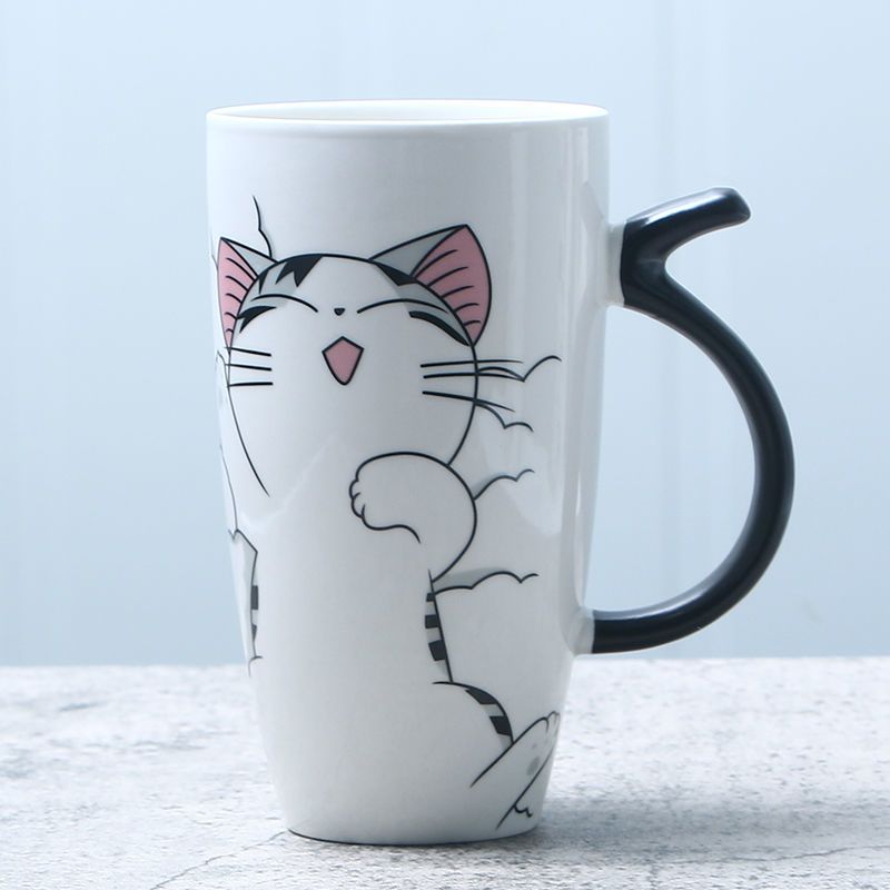 酣睡猫 单杯无盖无勺(580毫升) 创意杯子陶瓷杯女可爱大容量马克杯子学生情侣杯咖啡杯家用喝水杯