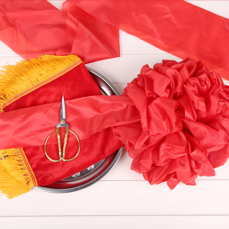 家柏饰corated剪彩花球开业庆典用品道具结婚剪裁大红花托盘剪裁彩带