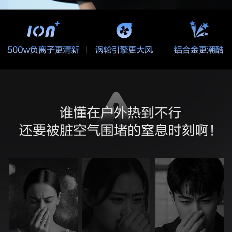 艾美特挂脖风扇小型便携随身户外冰敷制冷负离子净化 SOFT1PRO+高清大图