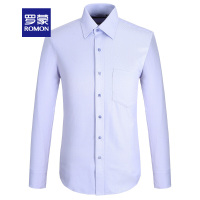 罗蒙（ROMON）长袖衬衫男休闲春秋商务休闲修身白色青年纯色免烫衬衣