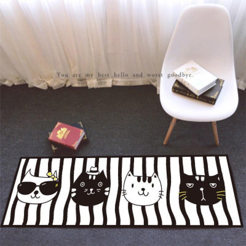 家柏饰(CORATED)北欧地毯卧室床边女生房间粉色公主少女心服装店潮牌定制地垫 喵星人组合（水晶绒） 80CM×180CM(床边毯飘窗垫）