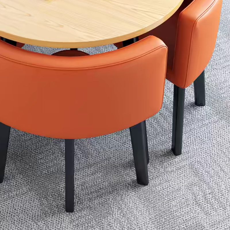 中豫鑫泽ZYXZ4100941 简约接待桌椅洽谈桌椅 一桌四椅 水曲圆桌橙色皮椅高清大图