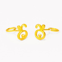 翠绿 黄金耳饰 简约可爱兔子足金999黄金耳钉一对 金重约2.1-2.2g A01000050714