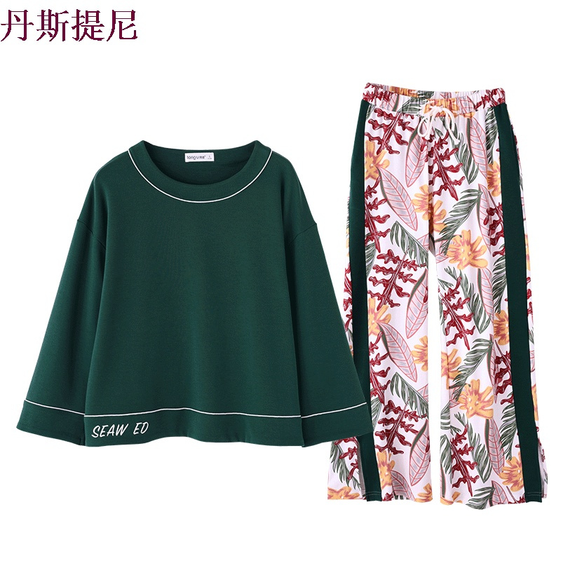 秋季长袖睡衣女纯棉套头韩版女士家居服春秋时尚薄款夏季套装