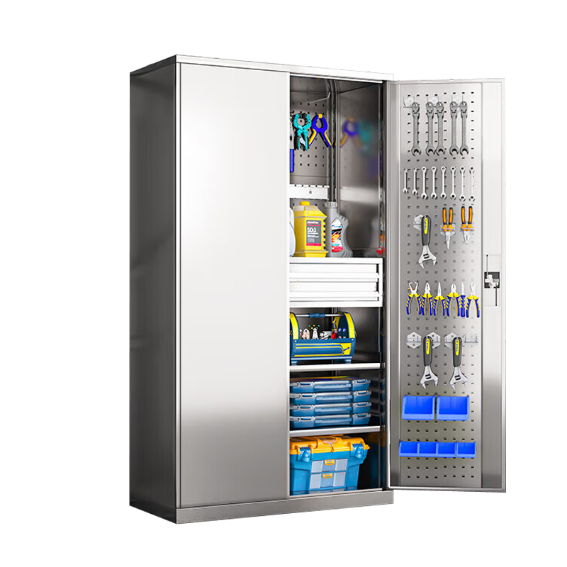 昀物不锈钢工具柜二抽带网台高清大图