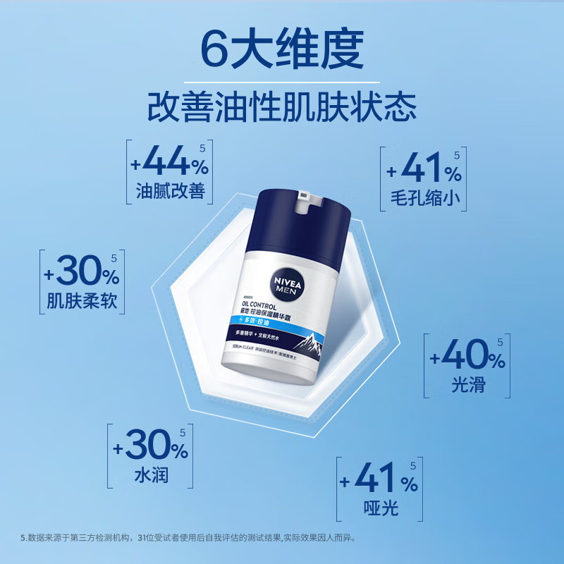 妮维雅(NIVEA)男士多重控油保湿精华露50g+洁面液 150g 润体霜/乳