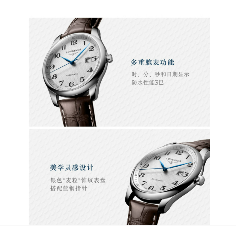 浪琴(Longines)瑞士手表 名匠系列 机械皮带男表 L28934783