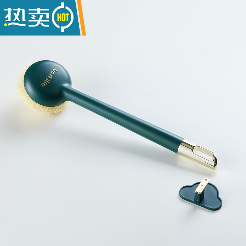 XIANCAI刷锅器锅刷不伤锅刷碗洗锅洗碗刷子清洁钢丝球长柄厨房用品家用 墨绿长柄【含5个刷球】