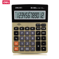 得力(deli)1541A大屏幕语音计算器 闹钟日历功能语音计算机12位显示金色