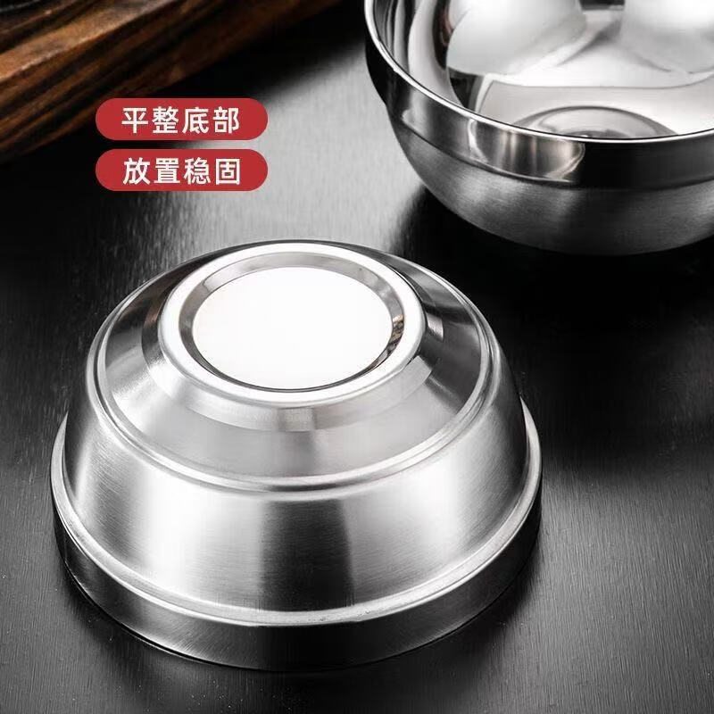 梦莺 双层碗隔热防烫不锈钢碗食堂成人碗儿童碗 大号不锈钢碗 20CM高清大图