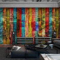 彩色复古砖纹手绘涂鸦壁纸 火锅店KTV包间休闲吧咖啡厅背景墙壁画壹德壹