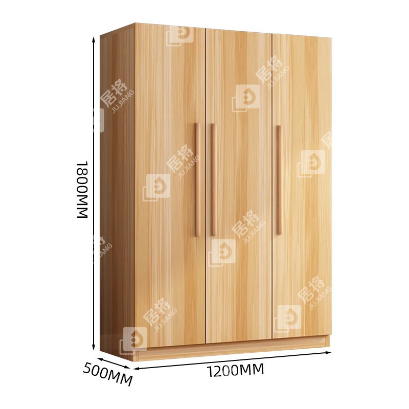居将 JJ4022321 简约木质衣柜衣服收纳柜 浅胡桃色三门