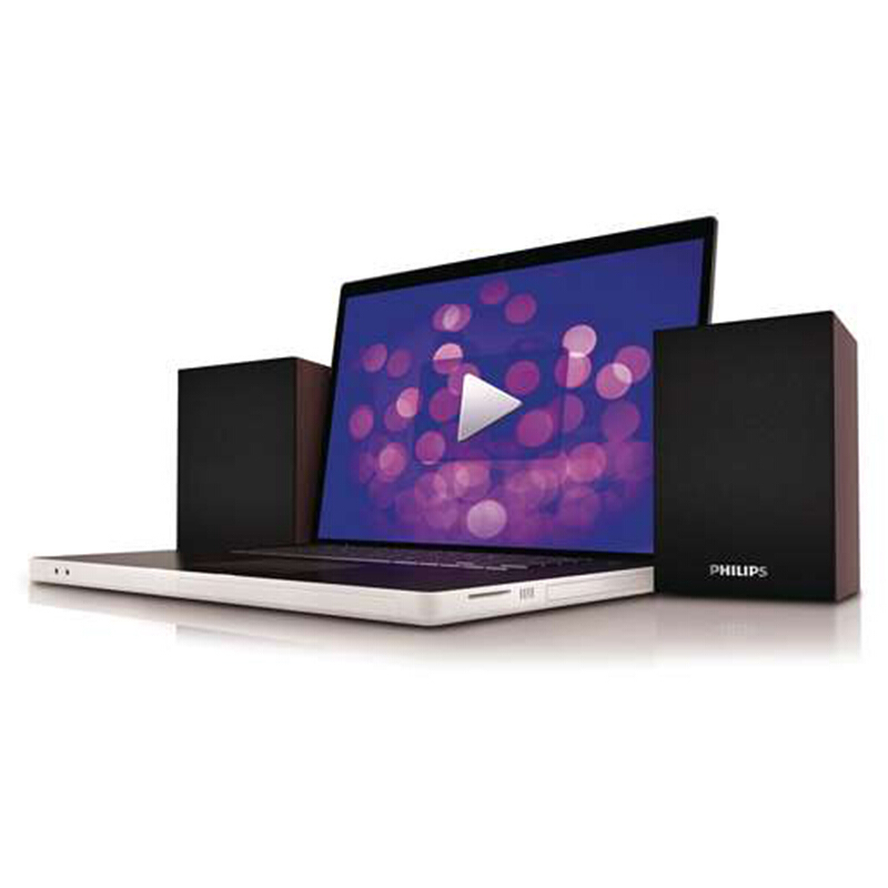 Philips/飞利浦 电脑音响 迷你家用 台式音响 usb笔记本多媒体重低音小音箱桌面游戏 迷你低音炮 震撼低音 深色