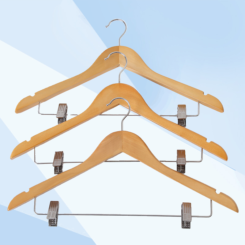 千里谷KLG-YJ06实木银圆钩带夹子款衣架5个/组(计价单位:组)原木色高清大图