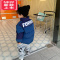 可莉允小小郑童装儿童棉衣宝宝字母拼接蓝色短款厚实暖和男童棉服外套