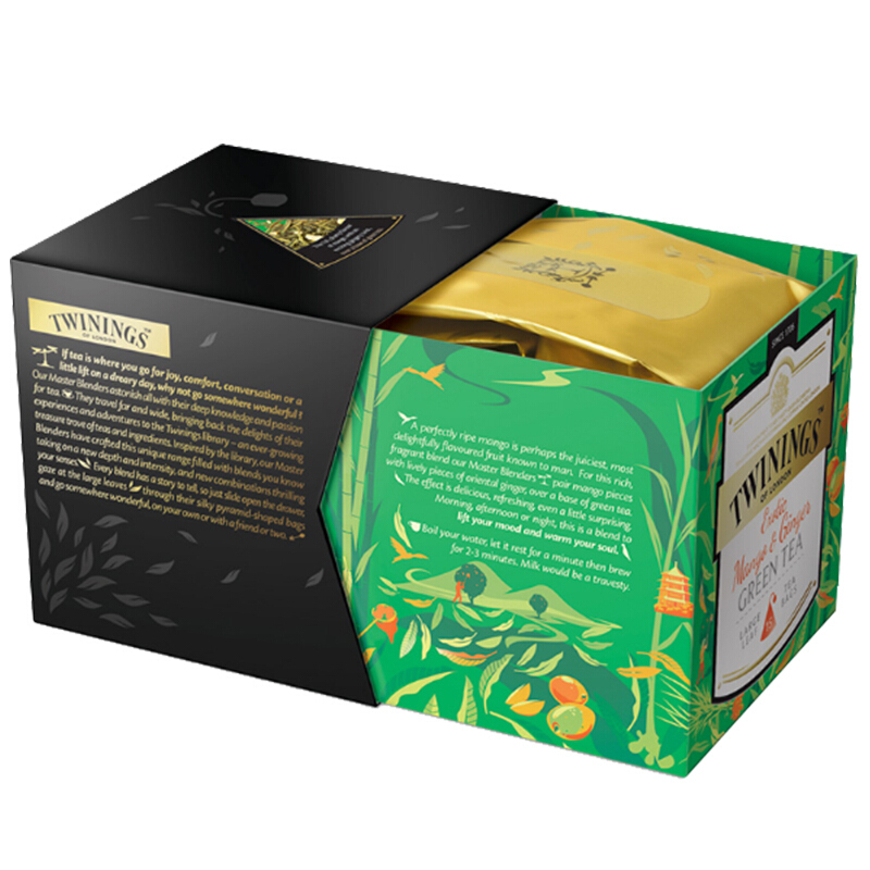英国川宁(TWININGS) 异国风情姜芒绿茶15包*2g 波兰进口茶叶袋泡茶包