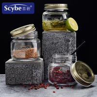 喜碧(Scybe)创意多功能玻璃密封调料盒调味罐储藏瓶300ml 6件套