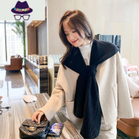 兔绒网红披肩秋冬连帽围脖韩版百搭针织围巾帽子一体女保暖外搭潮 FISH BASKET