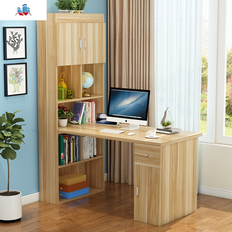 转角书桌书架组合书柜电脑台式桌家用一体学生经济型现代简约卧室泰