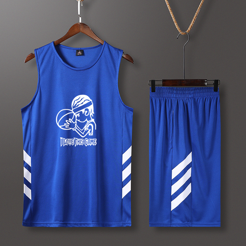 篮球服套装男定制蓝球服青少年夏季球服男生透气背心篮球衣服印字 蓝色-图案37 4XL(180-185CM身高)