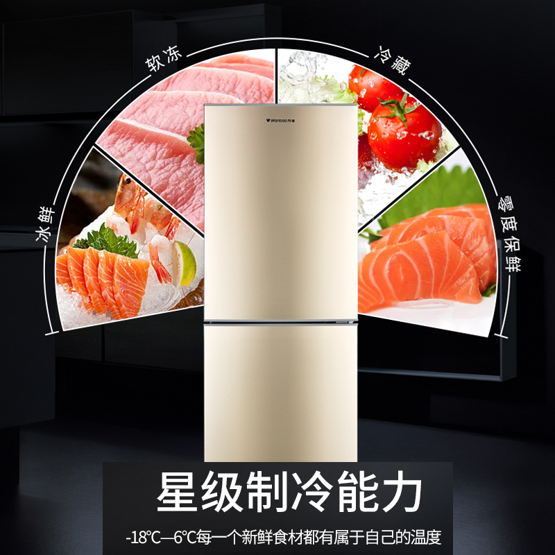 万宝(Wanbao)180升双门冰箱 冷藏冷冻家用两门小型电冰箱直冷节能低音宿舍租房储鲜不占地 BCD-180D