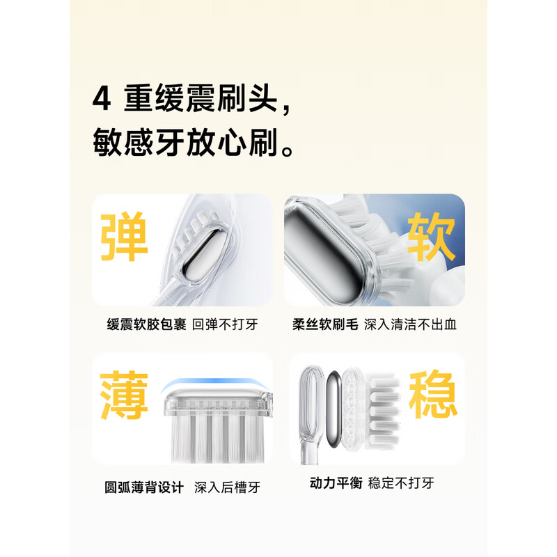 徕芬 扫振电动牙刷SE 黄色(配2支刷头)高清大图