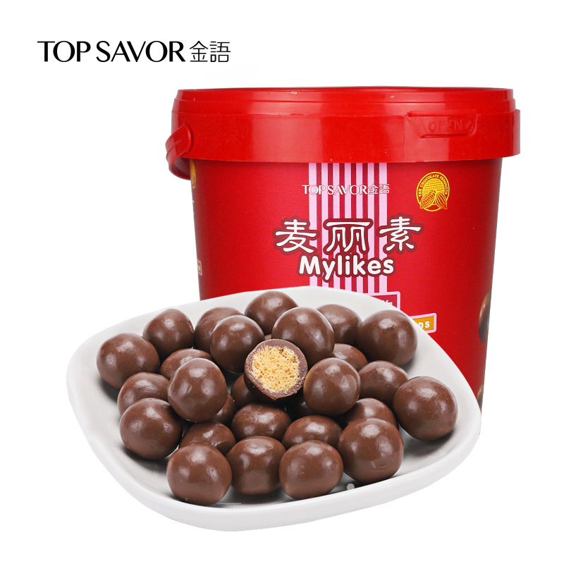 金语麦丽素桶装2桶 168g*2桶 巧克力豆 怀旧零食小点心夹心