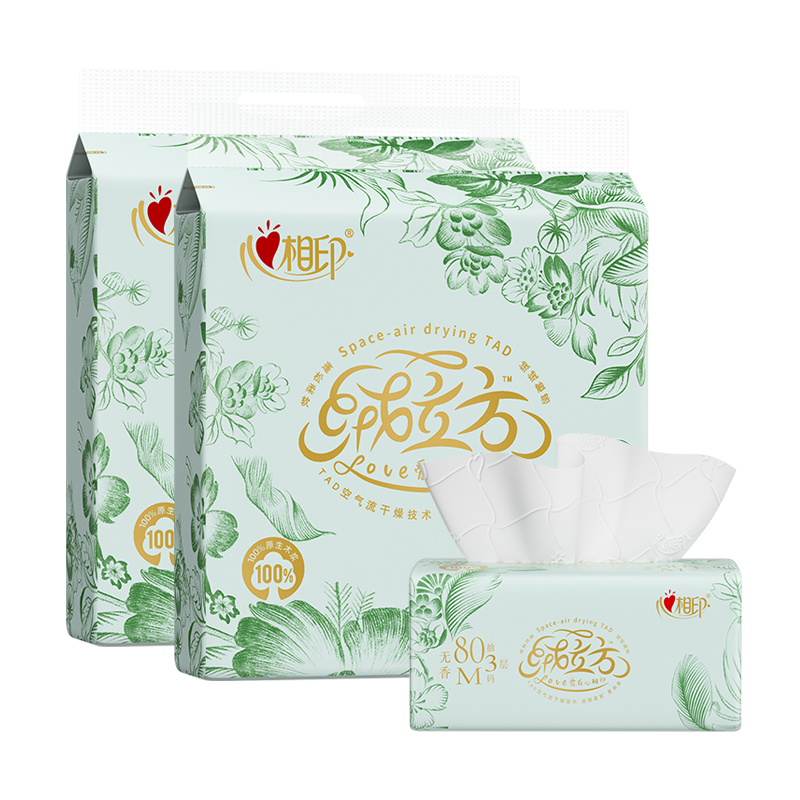 心相印 绒立方80抽16包三层塑装面巾纸TDT1080(箱装)