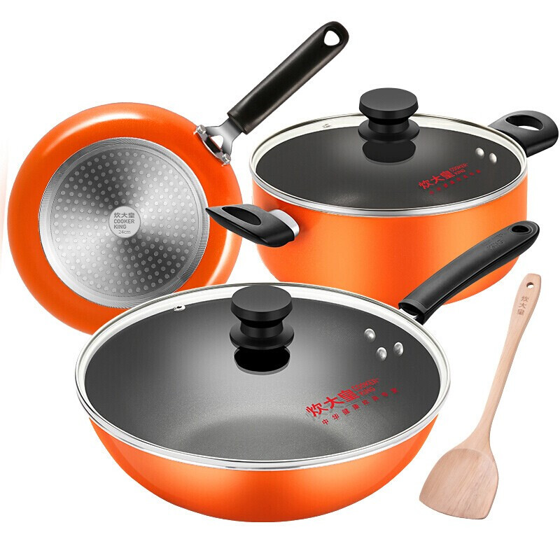 [新品]炊大皇 不粘锅 锅具套装 炒锅 平底锅 煎锅 汤锅 电磁炉燃气煤气灶明火通用厨具高清大图