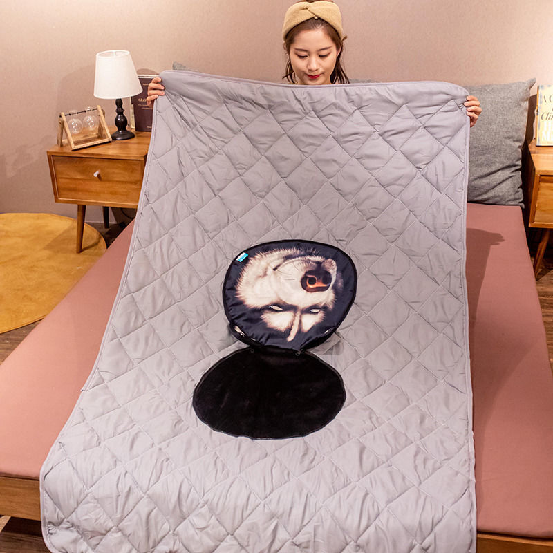 哈士奇抱枕被子两用办公室午睡枕头二合一空调被车用靠枕夏凉小被 哈士奇空调被[大笑] 小号38*30CM被子1*1.5米