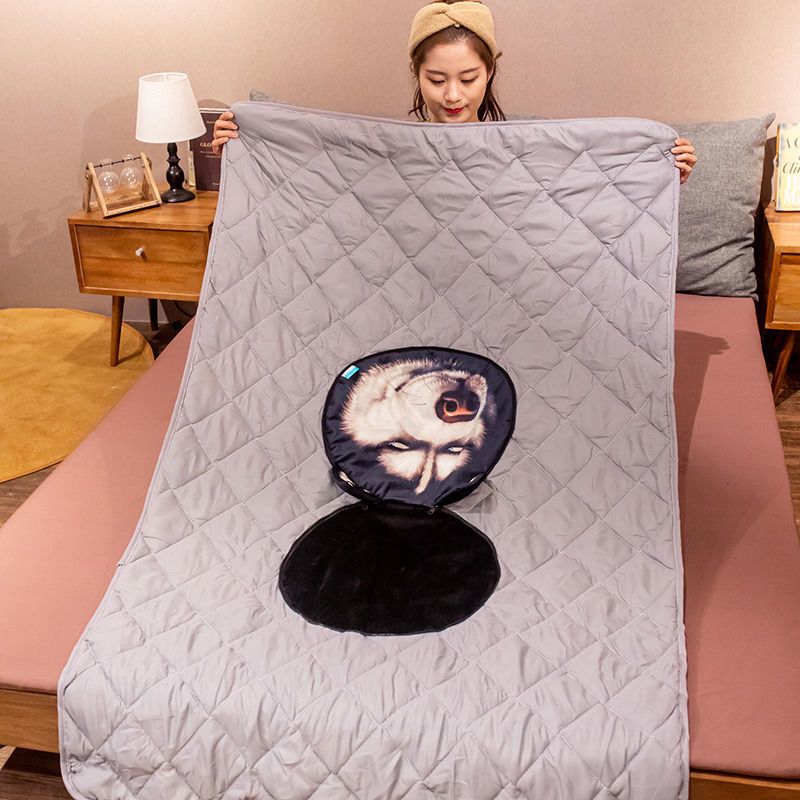 哈士奇抱枕被子两用办公室午睡枕头二合一空调被车用靠枕夏凉小被 哈士奇空调被[大笑] 小号38*30CM被子1*1.5米