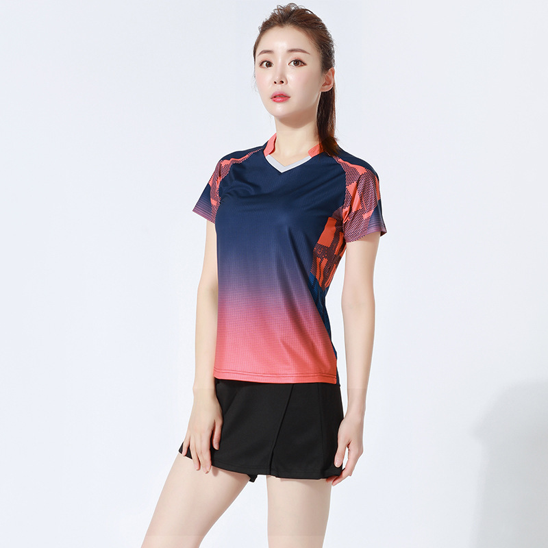 蒙企智品修身羽毛球服男女运动套装短袖快干Y-1909