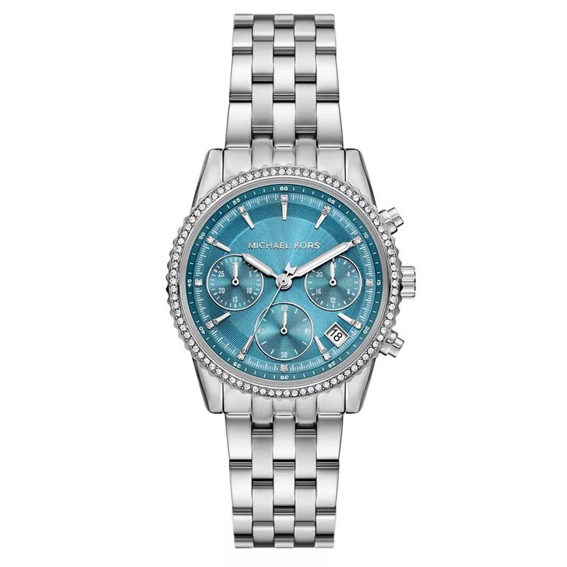 Michael Kors 女士石英计时蓝盘不锈钢腕表mm商务休闲防水潮款高清大图