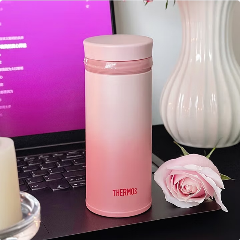 膳魔师(THERMOS)保温杯女士口红杯学生水杯不锈钢杯子精美礼盒生日礼物TCNO [樱落甜粉]附带原装杯套 260ml高清大图