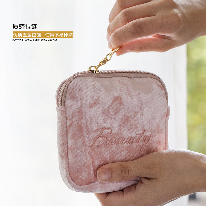 迷你丝绒化妆袋软布随身便携小号装口红唇膏粉饼气垫收纳包补妆袋收纳袋 三维工匠储物箱高清大图