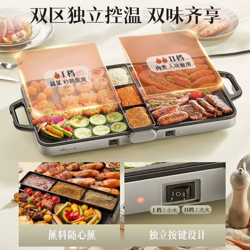 小熊(Bear)折叠电烤盘烤肉锅电烤盘电烤炉烧烤家用多功能电烧烤炉折叠易收纳无浓烟 DKL-L20P6高清大图
