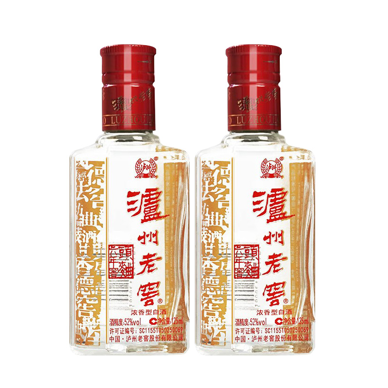[MN]泸州老窖六年窖头曲52度125ML*2瓶光瓶浓香型白酒单瓶试饮装