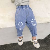 儿童牛仔裤男女童2021新款春秋宝宝休闲裤子韩版洋气中小童长裤潮 卡通印花牛仔裤 90 建议身高80-90