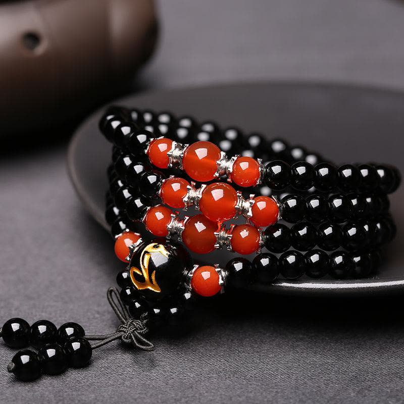 开光黑曜石生肖手链佛珠手串男女款情侣多圈晶手链招财转运图片