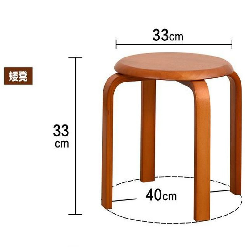 逐鹿中原实木木凳圆凳子矮凳 餐凳 曲面凳 餐椅LH-291客厅卧室餐桌板凳圆家具 矮凳
