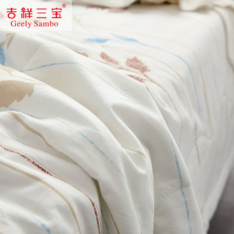 吉祥三宝(Geely Sanbo)家纺 可水洗夏凉被 空调被夏凉被被子被芯 平纹花朵 花间梦语纤维夏被 2.0m床