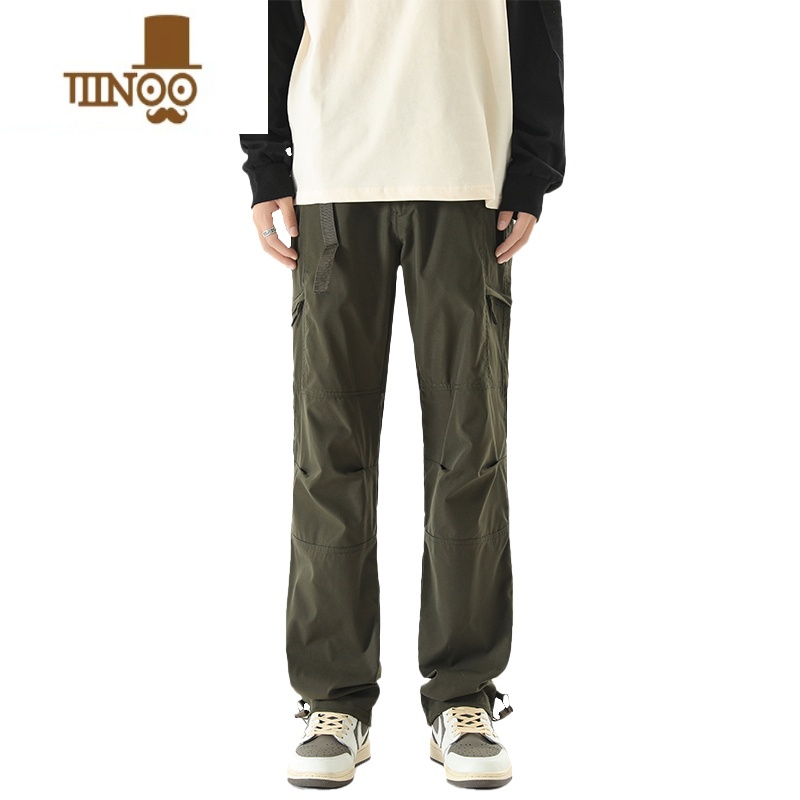 YANXU秋季潮牌直筒工装裤男装美式休闲伞兵裤子宽松百搭抽绳束脚长裤男高清大图